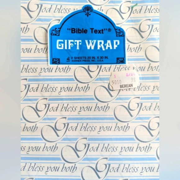 Vintage SEALED Religious Gift Wrap- 80s Wrapping Paper- NOS- Wedding- Praise - Picture 2 of 6